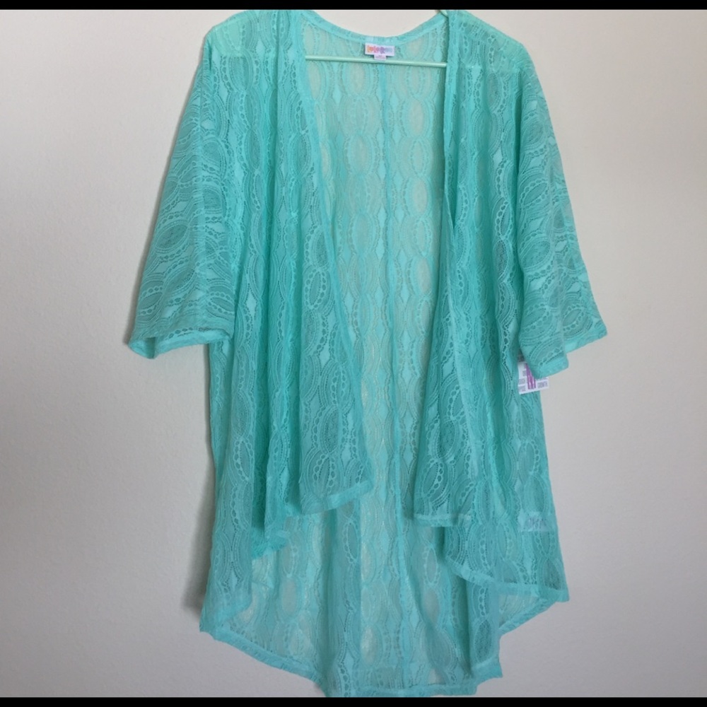 LuLaRoe Aqua Lace Kimono Cardigan